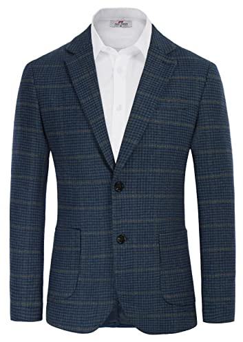 Brittisk tweed fiskbensblazer i ylleblandning, sportjacka, Färg: blå, M