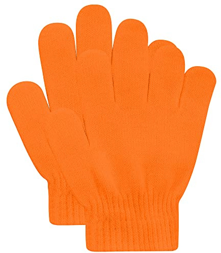 Uttpll Kids Gloves Winter Knit Gloves for Toddler Baby Magic Mittens Children Warm Stretchy Finger Gloves for Boys Girls Orange One Size