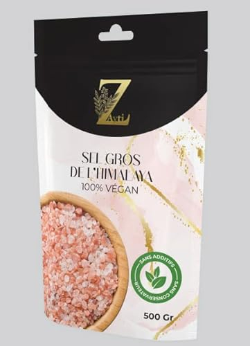 Sel Rose de l'Himalaya - Cristaux Gros, Parfait pour Moulin, Qualité Premium 500g - Cuillère Incluse