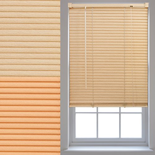 FURNISHED Wood Effect PVC Venetian Window Blinds Trimmable Home Office Blind New - Natural 80cm x 150cm