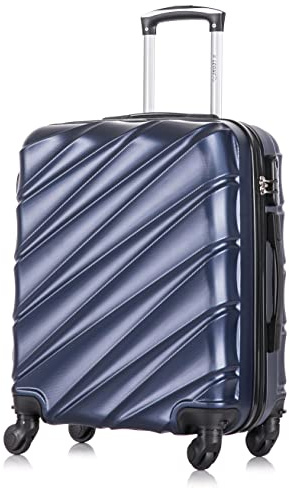R.Leone Valigia EasyJet 56x45x25 cm Trolley Bagaglio a mano in ABS 4 Ruote 2130 (S 56x45x25cm, Blu)