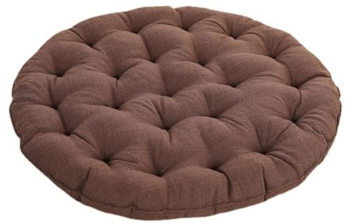 LZTENRETO Große Bodenkissen,Rund Leinen Futon-Kissen Japanischer Stil Getuftet Boden-Kissen Meditations-Kissen für das Sitzen auf dem Boden Fenster-Kissen für Yoga Sofa Balkon (Kaffee,75x75x10cm)