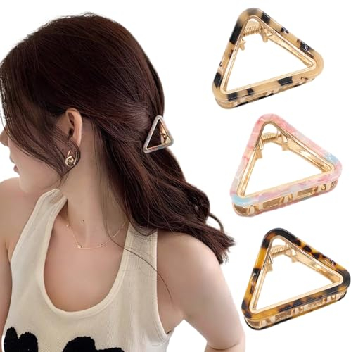 Ypkia 3 Stück Haarklammer Leopard Klein Metall Dreieckige Haarspangen Damen Gold Klaue Haar Clips Haarschmuck für Frauen und Mädchen