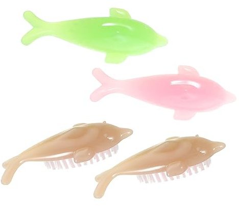 Ipetboom Pinceau Anti Poussière Ongle en Forme D'animal Marin, Lot de 4 Outils de Manucure Pratiques en Plastique pour Nettoyage Surface des Ongles à Domicile Couleur Aléatoire
