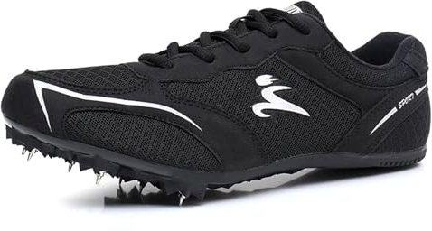 PENXZT Zapatillas de Clavos Atletismo para Hombre con 7 Clavos Antideslizantes Zapatillas Deportivas para Sprint Velocidad Sprint Running,Negro,36 EU