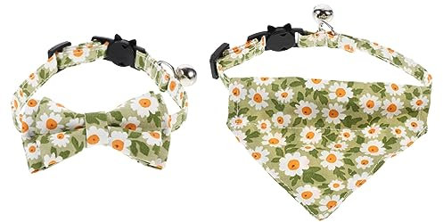 Kisangel 2pcs Adjustable Cat Collar Kitten Bow Tie Collar Pet Neckwear for Cat Accessories Halloween
