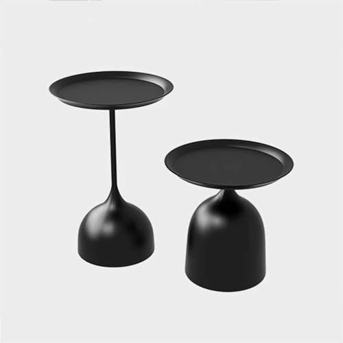 ZYBOWAYL Table d'appoint Minimaliste, Bout de Canapé en Fer Forgé, Lot de 2 Table Centrale de Ronde, Petite Guéridon, Table À Café pour Balcon/Salon/Coin/Chambre (Color : Black)