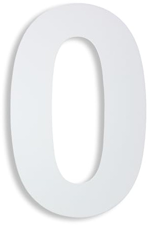 KTC-HOME - PREMIUM Hausnummer Weiß inkl. Montagematerial - pulverbeschichtet - Arial - Höhe 20 cm - RAL 9016 - rostfrei & wetterfestes Hausnummernschild - Hausnummer 0 -