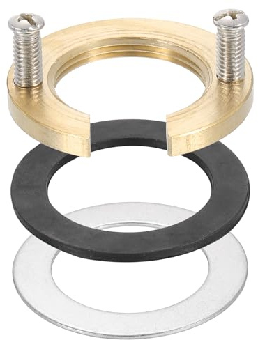 sourcing map Sechskant-Kontermutter mit Innengewinde, 30,5 mm, Messing, C-Typ, Einloch-Wasserhahn-Kontermuttern mit Dichtung, Wasserhahn-Befestigungswerkzeug-Set für Küche, Badezimmer, Waschbecken,