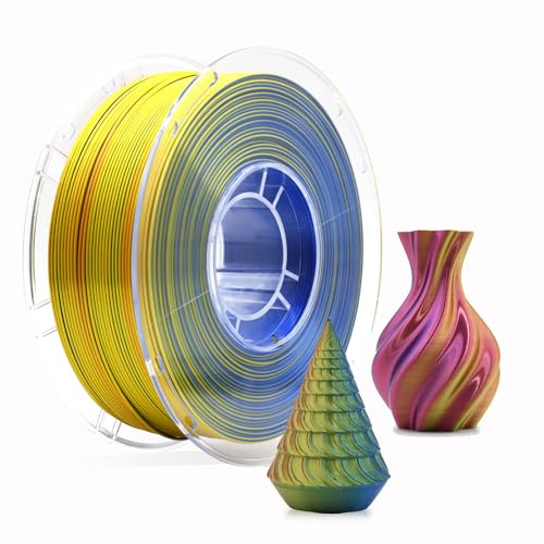YUANEANG PLA 3D Printer Filament, Triple Color Silk PLA Filament, Dimensional Accuracy +/- 0.03 mm, 1 kg Spool(2.2lbs), 1.75 mm, Red Blue Yellow