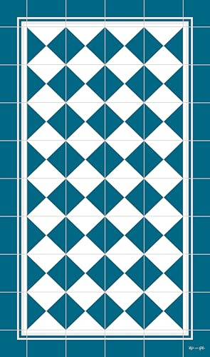 DobleUve Estudio Vinyl Teppich Imperial | Blau | 65x140 cm | Waschbarer Rutschfester Küchenläufer | Kinder | Vinylboden | Vinylteppich für Wohnzimmer