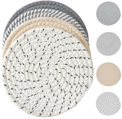 EOYDKAP Trivets for Hot Dishes, Hot Pots and Pans, 7 Heat Resistant Trivets for Countertop, Pot Holders, Hot Pads, Pot Coaster, Placemat for Hot Plates, Kitchen Essentials for New Home, 4 Pcs