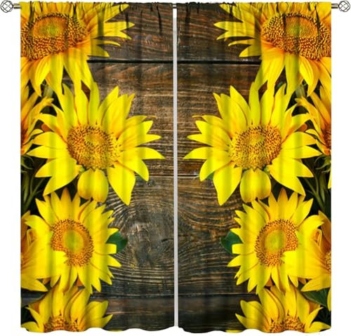 Vorhang Kinderzimmer Sonnenblumenblume 150 (B) X 166 (H) cm 3D Digitaldruck Druckmuster Öse Thermisch Isoliert 90% Für Schlafzimmer Wohnzimmer Esszimmer ​Kinderzimmer Junge Mit Mädchen 9426351956574