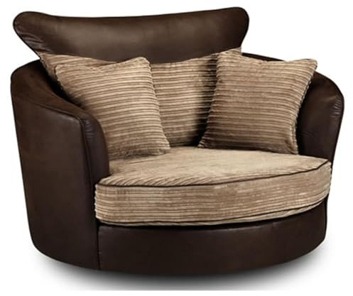 Dino Jumbo Cord Sofa Range- Swivel chair - Comfortable & Stylish Living Room Furniture (brown/mocha, Swivel Chair)
