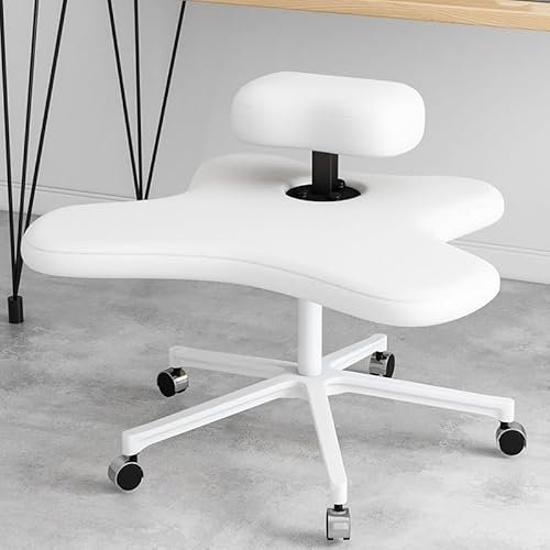 LULUMAIC Kniender Bürostuhl, Meditationsstuhl, ergonomischer höhenverstellbarer Bürohocker, Stuhl mit gekreuzten Beinen und Rollen, Schraubverstellung, Orange (Schraubverstellung)