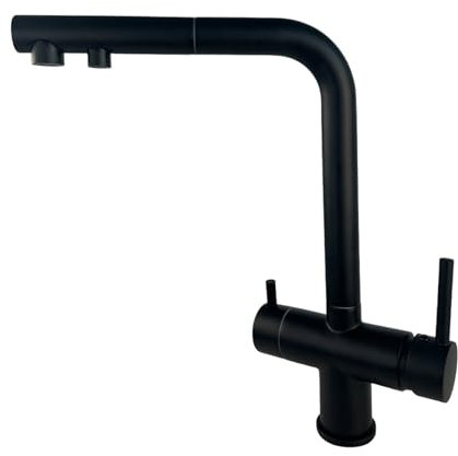 Wasserhahn Küche BieTal® BT-300 3-Wege L-Auslauf Schwarz Küchenarmatur Mischbatterie Armatur Küche Spültischarmatur ausziehbar & Drehbar für Wasserfilter