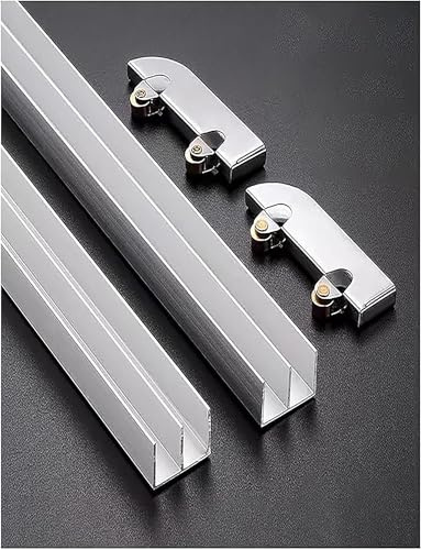 Acrylic Glass Track Thickened 5-8mm Glass Sliding Door Double Track Display Cabinet Slide, Aluminum Alloy Track Wheel Accessories(120cm/47in)
