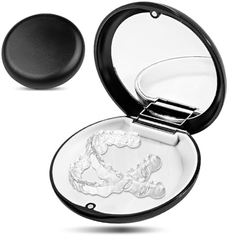 WHYCNJL 1 Pieza Caja Ferula Dental Caja De Retenedor Caja de Dentaduras Caja de Retención de Ortodoncia Caja Dentadura Postiza Caja de Prótesis Almacenamiento por Alineadores Dentales (Negro)