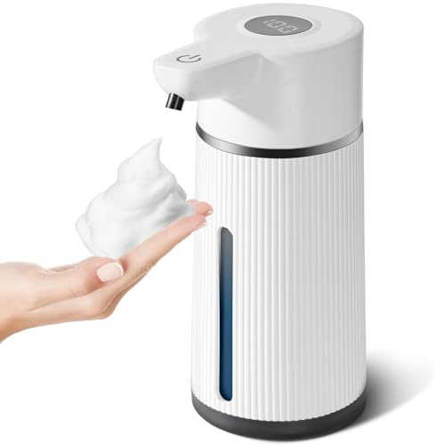 GMISUN Schaumseifenspender Automatisch, 420ml Elektrischer Seifenspender mit Sensor Infrarot, Seifenspender Automatisch Wandmontage mit USB Wiederaufladbar, IPX6 Wasserdicht, Weiß
