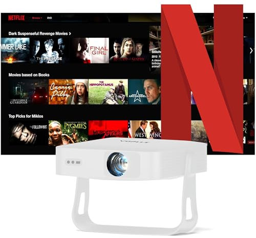 [Official Netflix & Auto Focus] Mini Smart Projector 4K Support, WiFi & Bluetooth, XuanPad Native 1080P Portable Projector with 360° Stand, Auto Keystone, Thinnest Cooling Design, Dust Removal