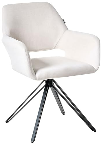 Beliani Conjunto de 2 sillas de Comedor tapicería de poliéster Patas de Hierro Negro Muebles de Comedor de Estilo Moderno Blanco Crema Ciney