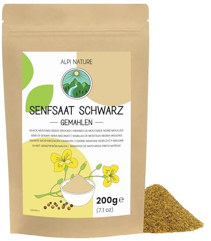 Alpi Nature Graine de Moutarde Noire Moulues 200g, Graines de Moutarde Noire en Poudre