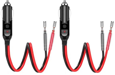 2 Pièces Adaptateurs Allume-Cigare 12V/24V Universels avec Câble d’Alimentation 16AWG, Prise Mâle Allume Cigare avec Voyant LED, Accessoire Électrique pour Onduleur Pompe à Air Tasse Chauffante