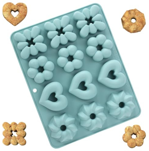 Moule à Donuts, Moule Financier Silicone en Silicone Antiadhésif pour Gâteaux, Bagels, Muffins, sans BPA, Bleu nordique