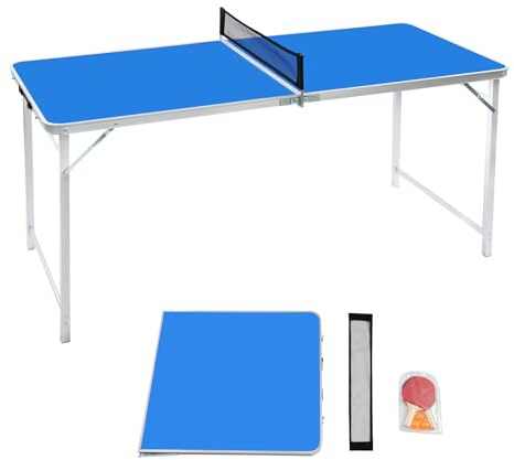 ROGONPDK Fällbart bordtennisbord, inomhus fällbart bordtennisbord, bärbart ping pong bord, bordtennisbord med bordtennisracketset, för skolaktiviteter