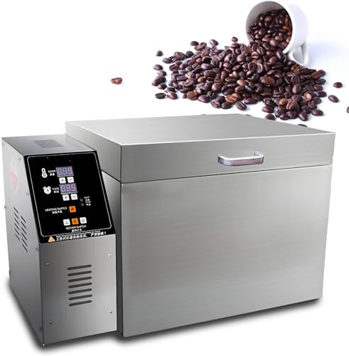 Kafferostmaskin med stor kapacitet,elektrisk kommersiell rostmaskin i rostfritt stål med digital styrning,0-999 min timer och 0-350°C termostat,för kaffebönor,nötter och torkade spannmål Type5