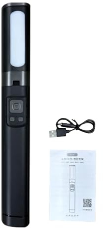 AMONIDA Treppiede con Luce, Treppiede per Fotocamera con Supporto per Telefono Cellulare a 4 Gambe Migliorato con Telecomando BT e Supporto per Telefono, Luce di Riempimento di Bellezza a 3 Colori,