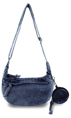 AfitLulu Juego de 2 piezas vaquero cruzado bolso bandolera mujer hobo bolso con mini cartera extraíble, bolsa de luna media luna para mujer con 6 bolsillos y correa de hombro ajustable