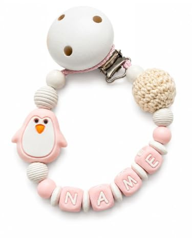 Schnullerkettenwelt Schnullerkette mit Namen personalisiert Baby Geschenk | Personalisiertes Babygeschenk zur Geburt, Taufe & Babyparty – Silikon & Holz, Handarbeit, für Mädchen & Jungen