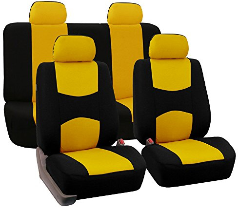 FH Group Housses de siège Automobile Jaunes, universelles, Ensemble Complet en Tissu Plat, Convient à la Plupart des Voitures, SUV, camions et camionnettes FB050YELLOW114