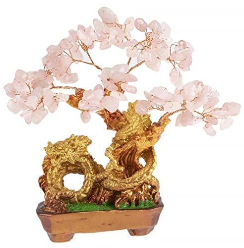 ARBRE DRAGON EN QUARTZ ROSE - Symbolisme Amour et Fortune