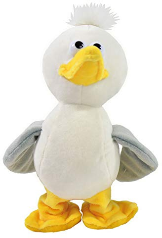 Kögler 75644 - Labertier Möwe Malwin, ca. 22 cm groß, nachsprechendes Plüschtier mit Wiedergabefunktion, plappert alles witzig nach und bewegt sich, batteriebetrieben