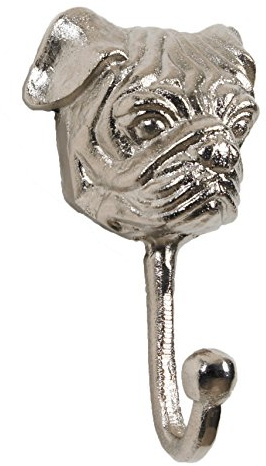 Artra Design GmbH Wandgarderobe Kleiderhaken in silber Mops Hirschgeweih Hirschkopf Geweih Haken Wandhaken Aluminium Geweihhaken Wanddeko Dekoration Wandfigur Wandgeweih