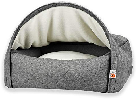 Premium Höhlenbett für Hunde - Preisgekröntes, Patentgeschütztes Design | Gestepptes Höhlenbett – ganzjährig, atmungsaktiv, waschbar, OEKO-TEX-zertifiziert, wird zum Schlafsack