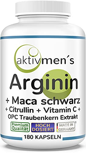 Tostoron MEGA MACA POWER hochdosiert - 180 Kapseln MACA SCHWARZ + L-Arginin AKG + L-Citrullin Malat + Traubenkern Extrakt + Vitamin C - 1 Dose=1x155g