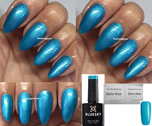 Bluesky Gel Nail Polish BLUE Color Turquoise Metallic Effect Autumn Winter Range WR05 UV LED Soak Off