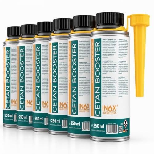 INOX Cetan Booster 6x250ml – Mehr Leistung aus jedem Tank | Cetanzahl +5 Punkte | Diesel Additiv gegen Nageln & Kaltstartprobleme