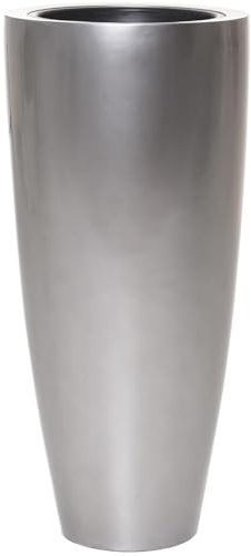 VIVANNO Pflanzkübel Pflanzgefäß Blumenkübel Fiberglas City Silber Metallic - 80x37