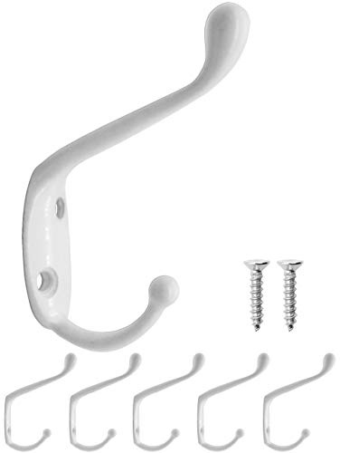 Fuxxer Klassische Garderobenhaken Kleiderhaken Handtuchhaken 5er Set Weiß
