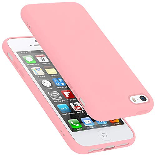 cadorabo Coque Compatible avec Apple iPhone 5 / 5S / SE 2016, Étui Housse en Silicone- Coque pour iPhone 5 / 5S / SE 2016- Protection Antichoc, Anti-Empreintes- TPU Housse - Mat Liquid Pink