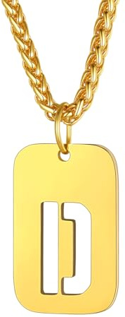 Richsteel Kette Männer mit Buchstaben A-Z Silber/Gold/Schwarz 55+5cm Anhänger für Herren Damen Dogtag Halskette Namenskette Partnerkette Buchstabenanhänger mit Geschenkebox Personalisierbar Gravuren