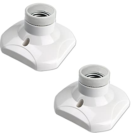 Akynite Douille de Plafonnier E27 à Vis pour Lampe Murale Intérieur, AC 230V, Support pour Ampoule LED, Base Plastique pour Plafond de Garage Atelier, Lot de 2