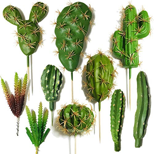 Cayway 10 Stück Künstliche Sukkulenten Blumen Pflanzen, Sukkulenten Künstlich Kaktus Stiele Heimdeko Innenbereich Garten DIY Zubehör für Zuhause Indoor Fairy Garden Dekoratione