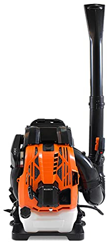 BOUDECH Soffiatore a Zaino 4 Tempi 75,6cc 2.5Kw Professionale schienale ergonomico con tracolle imbottite Max-Comfort e velocità di soffiaggio foglie fino a 320Km/h Arancione