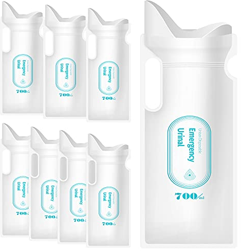 Adhafera Disposable Urine Bags with One Absorbent Cotton Sheet, 700ml Urinal Bags for Camping Travel Emergency and Traffic Jam, Pee Bags Gel for Man Women Children Patient and Pregnant (8pcs)