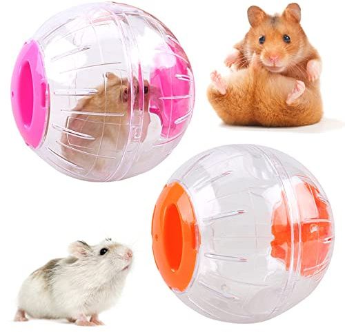 Bola Hámster, 2 Piezas Hamster Run Ball Plástico Pelota de Fitness Hamster Pelota Juguete para Hámster Pelota Correr Pelota para Ejercicios Mascota Pequeña Gerbil Juguete Interactivo